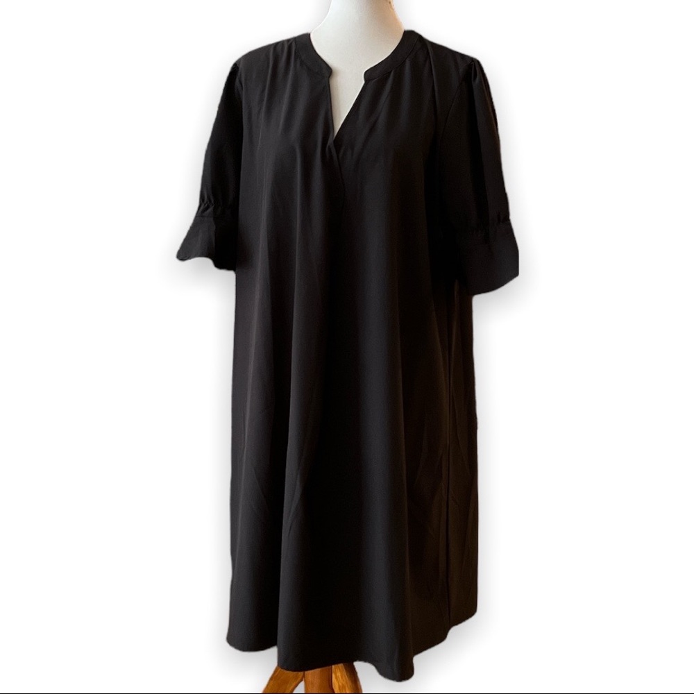 NEW w/tags V Neck 3/4 sleeve tunic black mini dress Sz XL